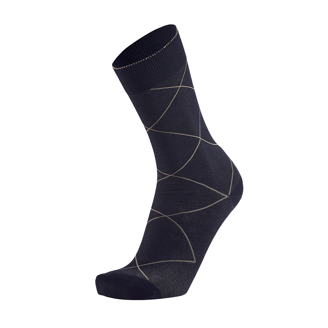 Meias Homem 2-Color Squares Black/Bege