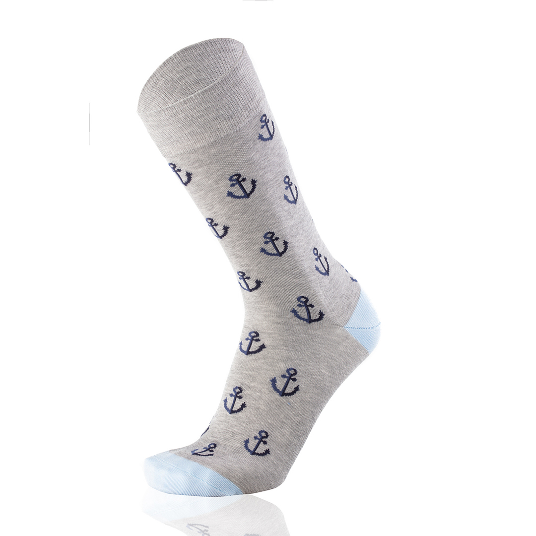 Anchors Grey Melange Men's Socks