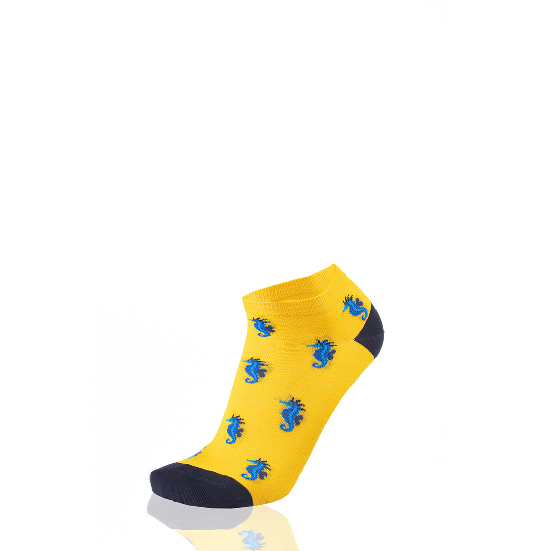 Meias Mulher Ankle Sea Horses Yellow