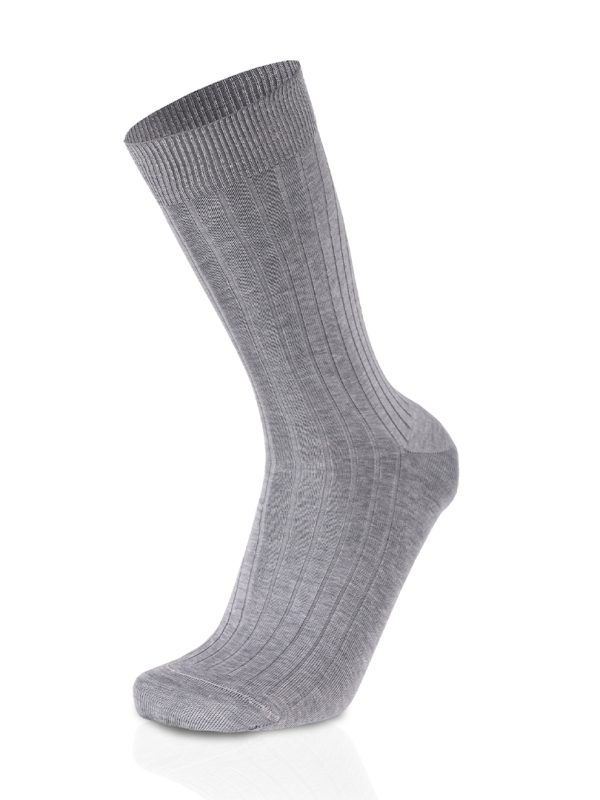 Meias Homem Canalé Light Grey Melange Fil D’Ecosse