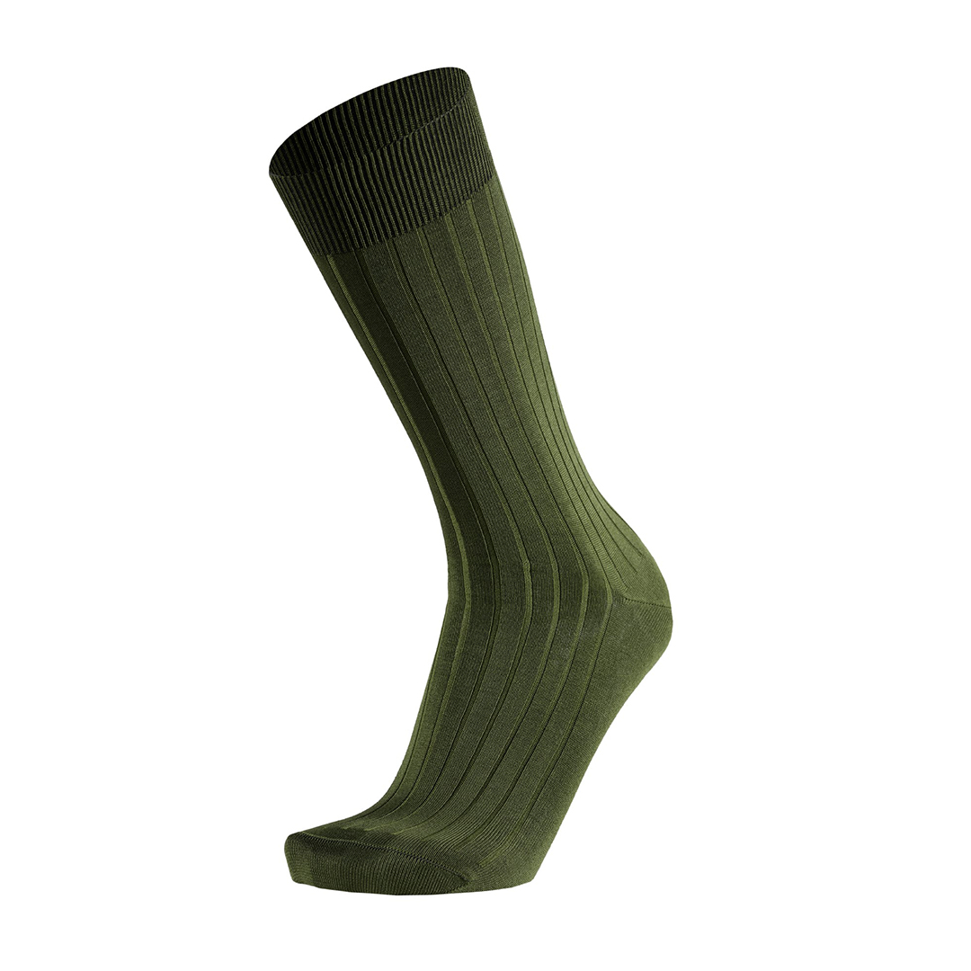 Meias Mulher Canalé Olive Green Fil D'Ecosse