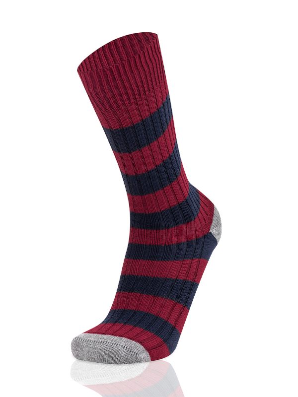 Meias Homem Double Stripes Bordeaux/Marine