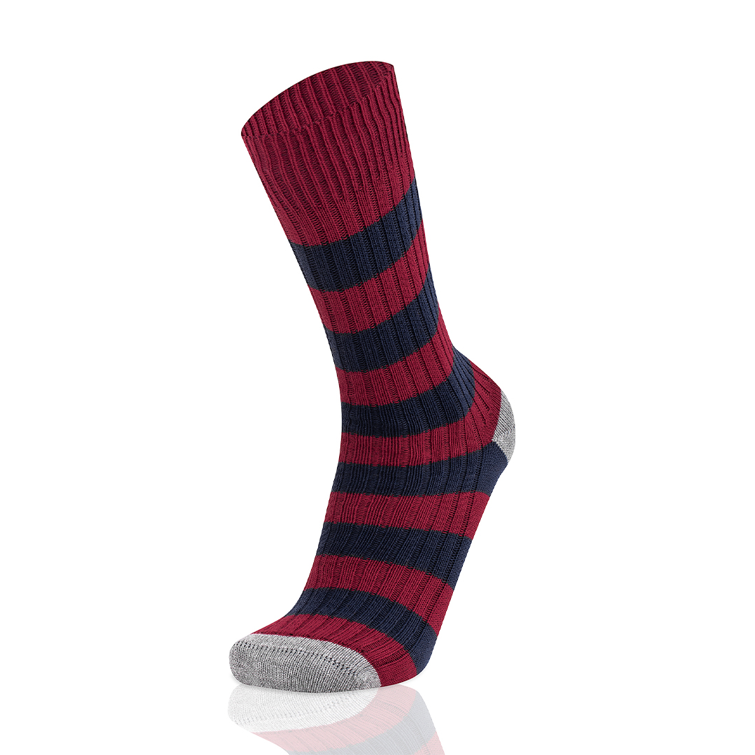 Meias Homem Double Stripes Bordeaux/Marine