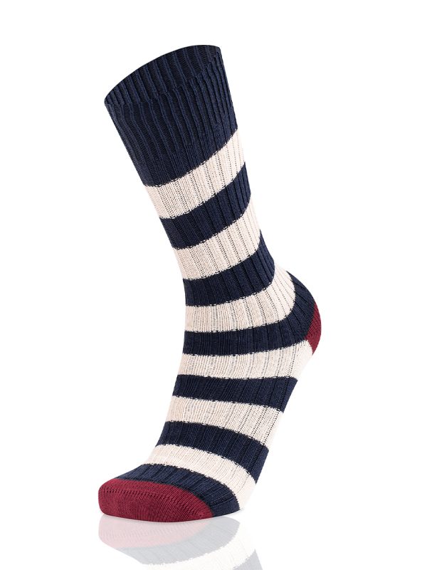 Meias Homem Double Stripes Marine/Bege