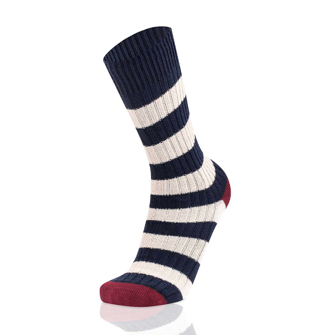 Meias Homem Double Stripes Marine/Bege