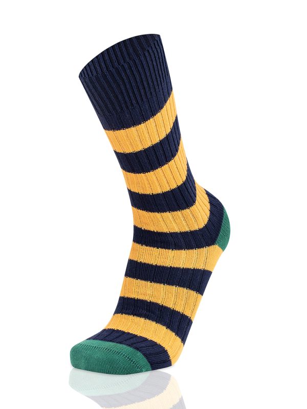 Meias Homem Double Stripes Marine/Yellow