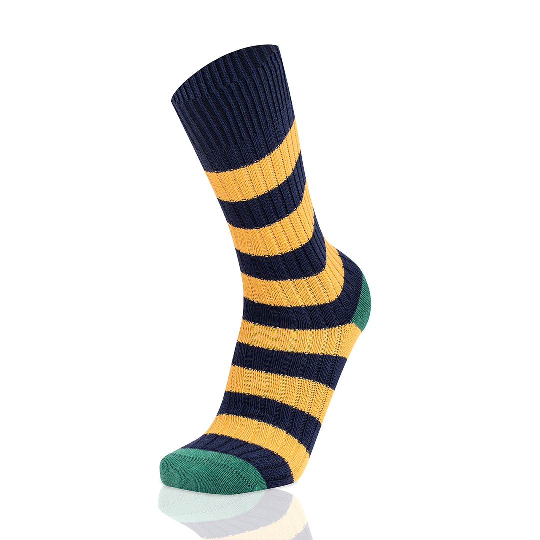 Meias Homem Double Stripes Marine/Yellow