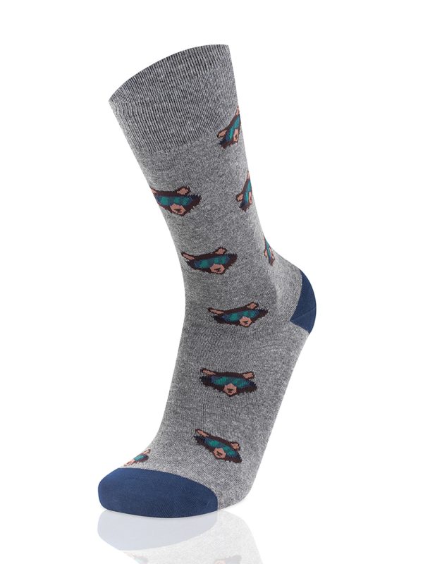 Meias Homem Fun Bear Grey Melange