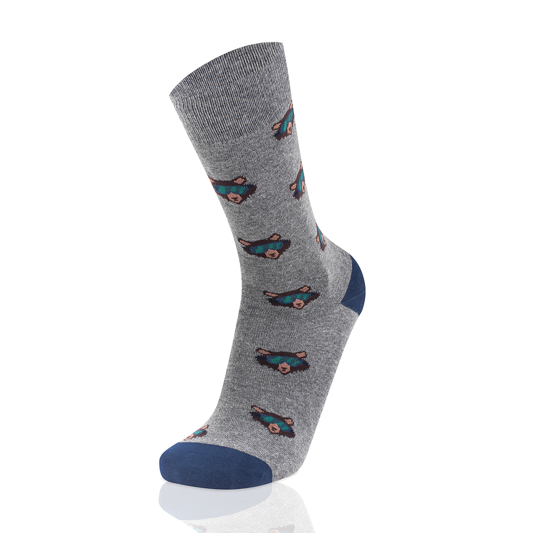 Meias Homem Fun Bear Grey Melange
