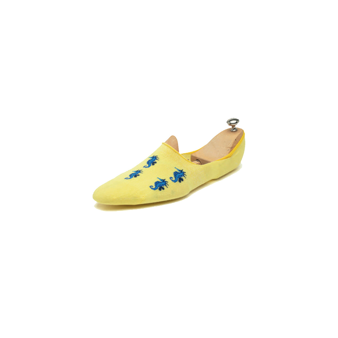 Meias Homem No Show Sea Horses Yellow/Plain Yellow