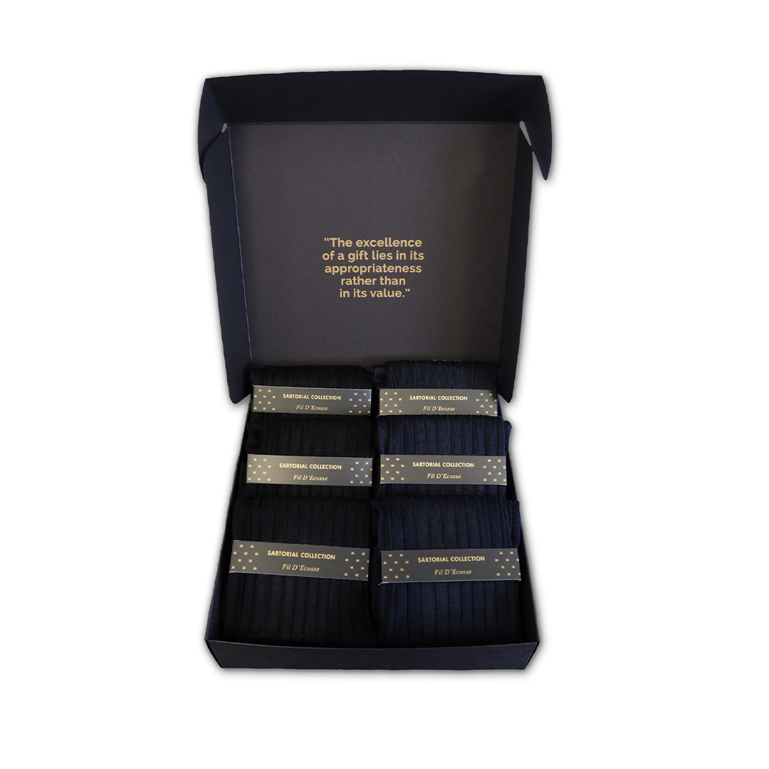 Pack Meias Homem Elegance Canalé Black and Marine - Image 2