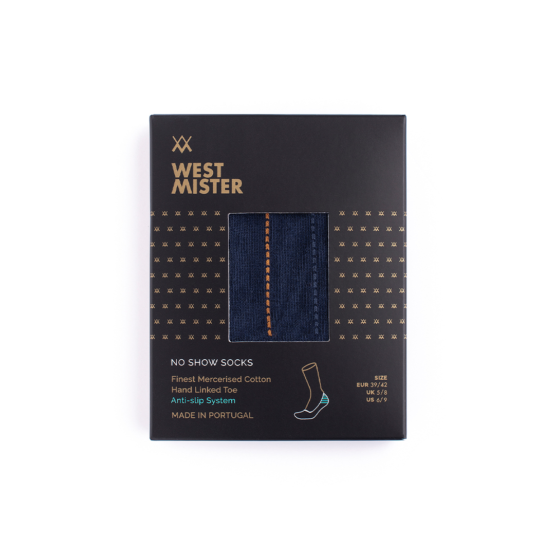 Meias Soquetes Invisíveis Homem Pinstripes Marine - Image 3