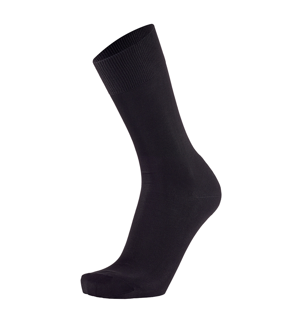 Meias Homem Plain Black Fil D'Ecosse