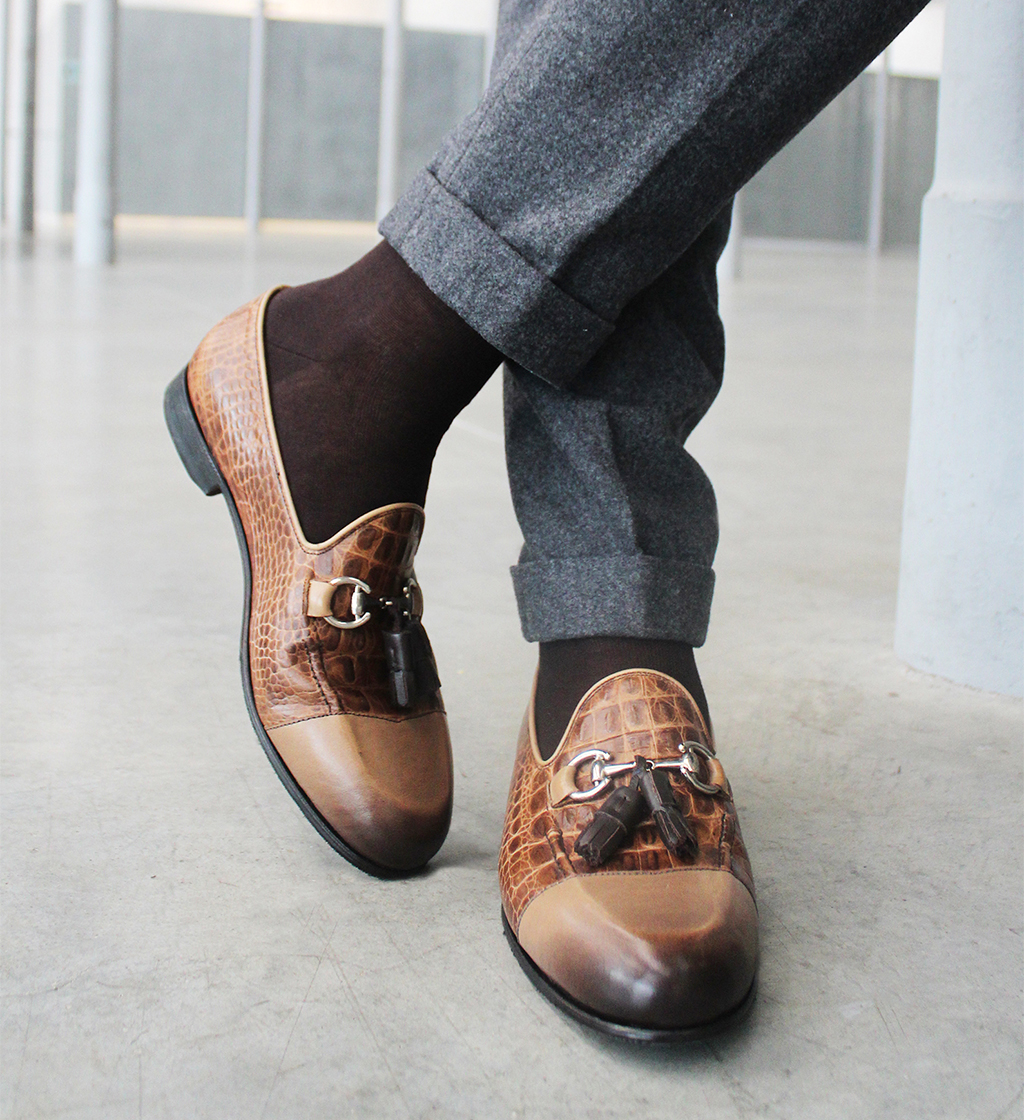 Meias Homem Plain Brown Fil D'Ecosse - Image 2