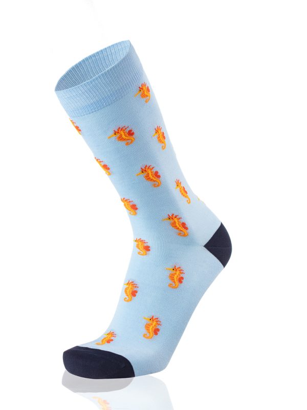 Calcetines de caballitos de mar azul claro para mujer
