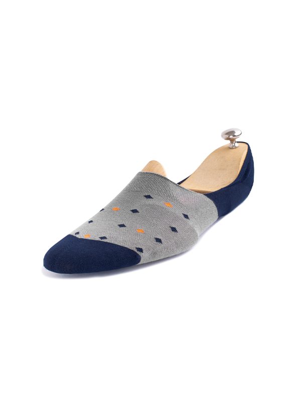 Meias Soquetes Invisíveis Homem Squares Fun Grey