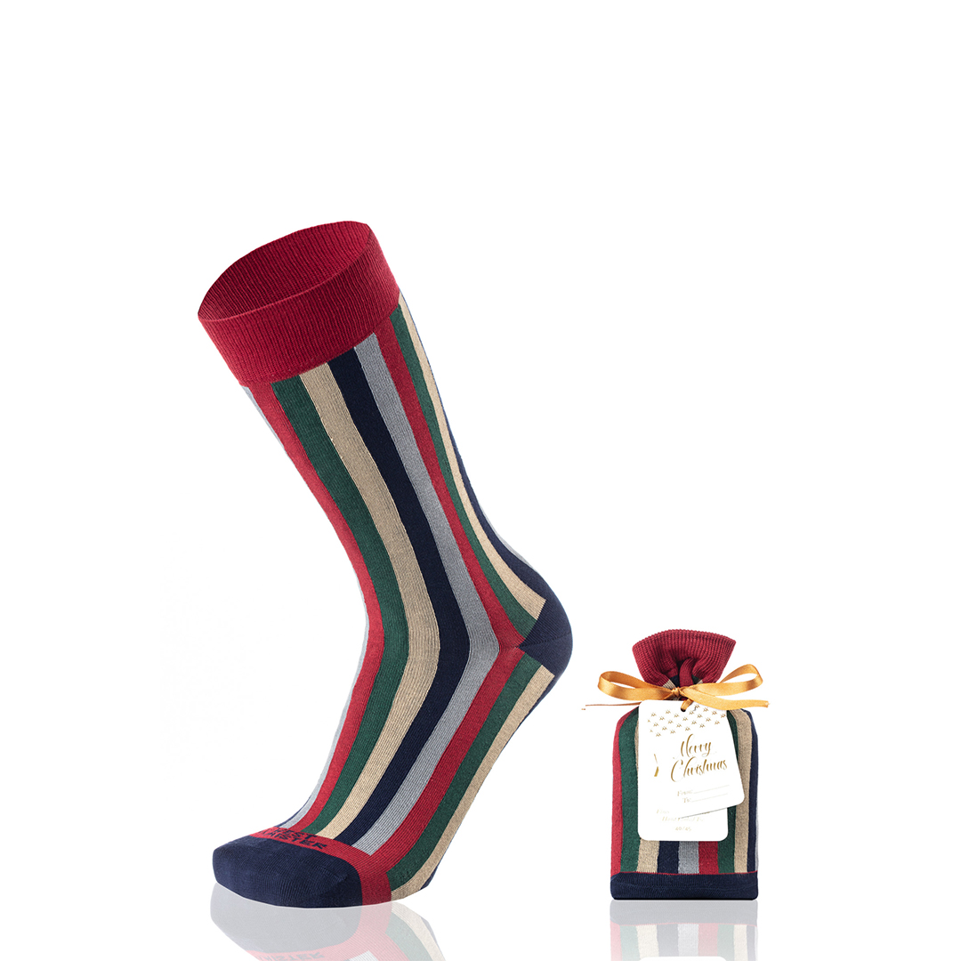 Meias Homem Stripes Bordeaux