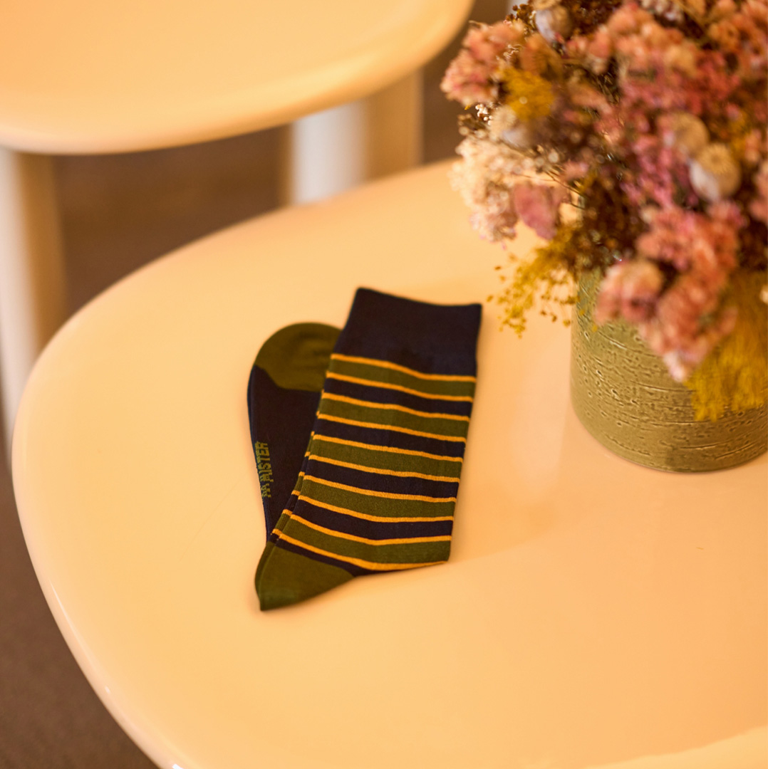 Meias Homem Stripes Marine/Olive Green - Image 3