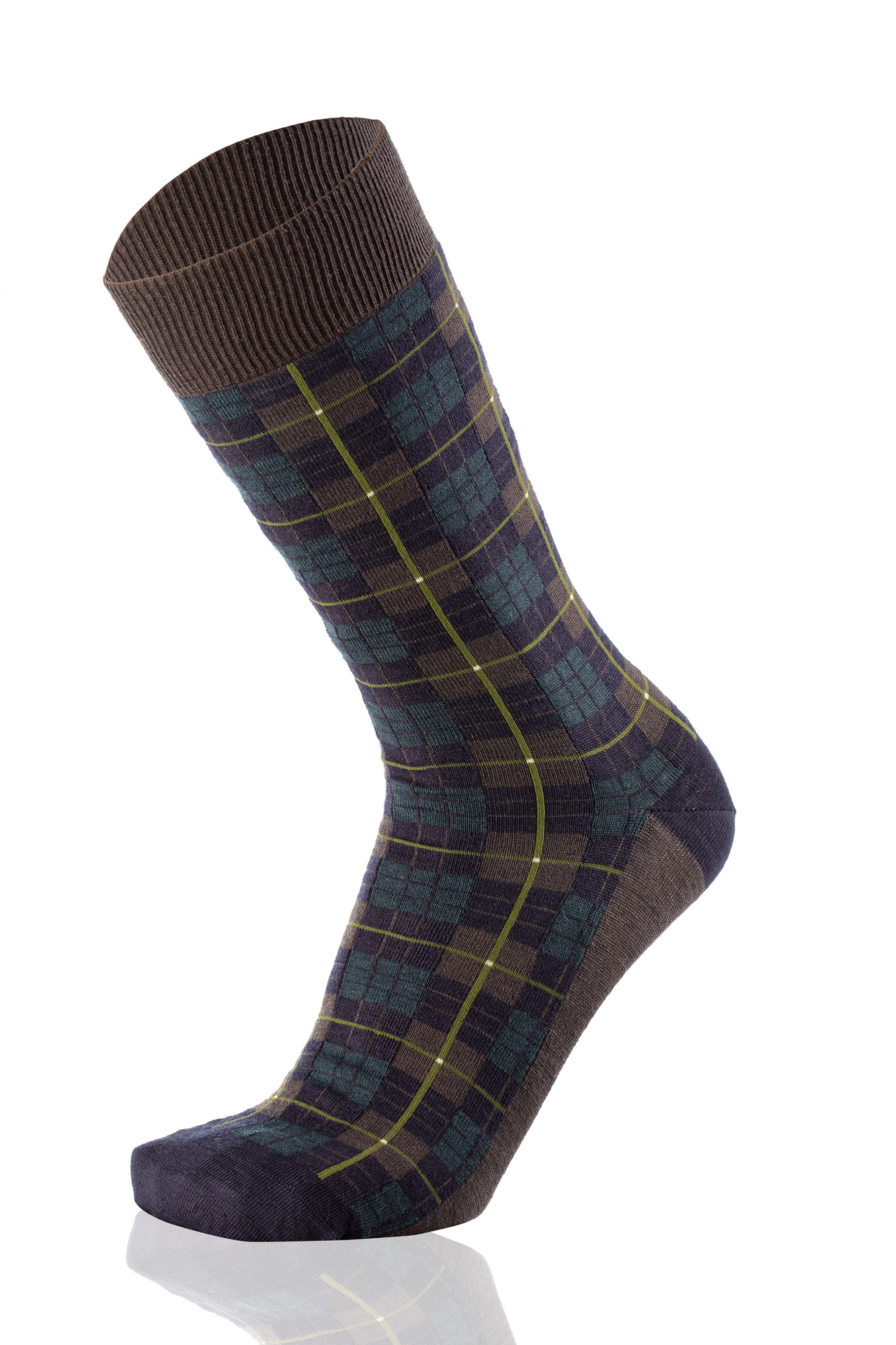 Meias Homem Tartan Brown